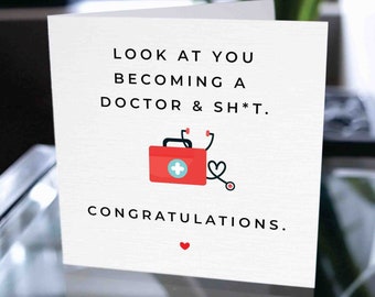 Tarjeta de graduación de médico divertido, tarjeta de felicitación para graduación, tarjeta de graduación de la escuela de medicina, tarjeta de felicitación para graduarse