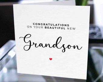 New Grandson Card, Grandparents Card, New Baby Boy Card, Congratulations Grandparents, New Born Card, New Baby Congratulation card