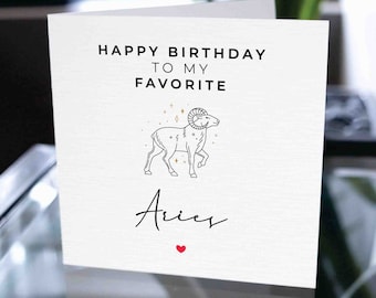 Ariete zodiaco biglietto di compleanno, biglietto di compleanno per Ariete, buon compleanno Ariete carta, biglietto di compleanno per segni astrologici, per lui, per lei