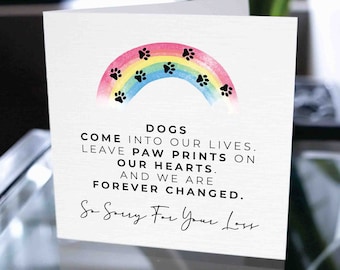 Dog Loss Card, Dog Sympathy Card, Rainbow Bridge Card, Pet Loss Card, Pet Memorial Card, Dog Bereavement Card, Pet Bereavement Card