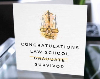 Tarjeta de graduación de la facultad de derecho, tarjeta de felicitación para la graduación, felicitaciones por la tarjeta de graduación, tarjeta de graduación de abogado