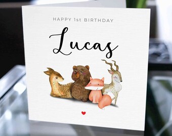 Alles Gute zum 1. Geburtstagskarte, alles Gute zum Geburtstag benutzerdefinierter Name, angepasste alles Gute zum Geburtstagskarte, personalisierte Geburtstagskarte, niedliche 1. Geburtstagskarte Geschenk