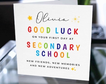 Custom First Day At Secondary School Card, First Day Secondary School Card, School Card For Son, School Card For Daughter, Custom Name