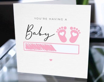 You're Having A Baby Card, New Baby Card, Baby Girl Card, Baby Shower Card, Pregnancy Card, Baby Congratulations Card, Expecting Card