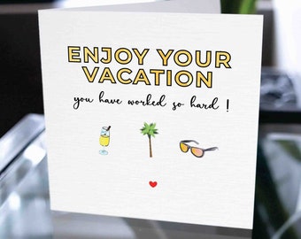 Enjoy Your Vacation Card, Corporate Vacation Card, Staff Vacation Card, Employee Vacation Card, Business Vacation Card, Cute Vacation Card