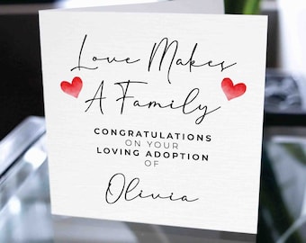 Carte d&#39;adoption, carte d&#39;adoption personnalisée, carte d&#39;adoption personnalisée, enfant adoptif, parents d&#39;accueil, carte nouveau bébé, carte de félicitations