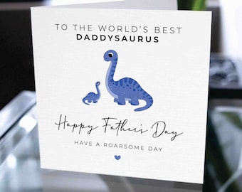 Happy Father's Day Daddysaurus Card, Father's Day Dinosaur Card For Dad, Cute Father's Day Card For Daddy, Card For Father, Card For Daddy