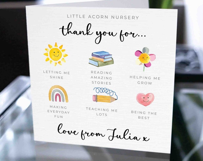 Biglietto di ringraziamento personalizzato per insegnante e scuola materna, biglietto di ringraziamento scuola e insegnante, biglietto di ringraziamento personalizzato per insegnanti, regalo di fine mandato