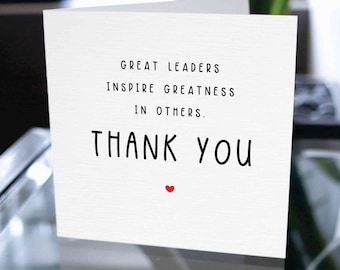 Leader Thank You Card, Thank You Card for Boss, Leader Appreciation Card, Chief Thank You Card, Boss Gift, Leader Gift, Chief Gift