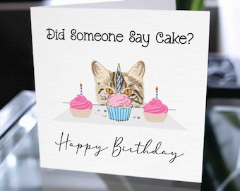 Tarjeta de cumpleaños para gato, tarjeta de cumpleaños de juego de palabras divertido, tarjeta de cumpleaños linda, cumpleaños de gato, cumpleaños de gato divertido, regalo de cumpleaños de gato
