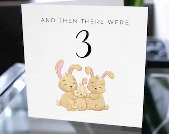 Custom Pregnancy Card, New Baby Card, And Then There Were Three, Baby Shower Card, Pregnancy Card, Baby Congratulations Card, Expecting Card