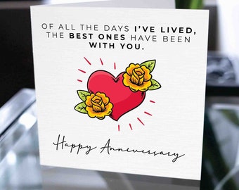 Tarjeta de feliz aniversario, regalo de aniversario, tarjeta para novio, tarjeta para novia, tarjeta de aniversario, tarjeta para él, tarjeta para ella