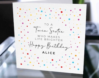Cartão de aniversário personalizado para gêmeos, cartão de feliz aniversário para irmã gêmea, cartão de aniversário personalizado para irmã gêmea, presente para irmã gêmea