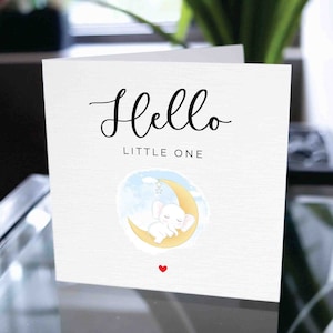 Carte Hello Little One, nouvelle carte bébé, carte bébé fille, carte bébé garçon, carte baby shower, carte de félicitations bébé, carte bébé éléphant