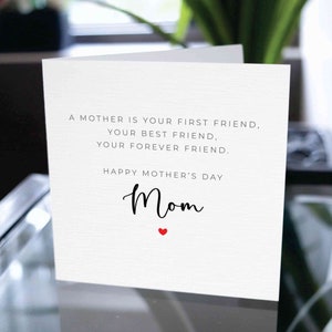 Carte de premier meilleur ami de la fête des mères, carte de fête des mères heureuse, carte de fête des mères pour la mère, carte de fête des mères mignonne, je t'aime cadeau de maman