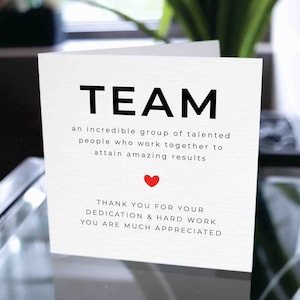 Carte de remerciement d'entreprise, carte de remerciement pour l'équipe, carte d'appréciation des employés, carte de remerciement du personnel, carte d'appréciation professionnelle pour les employés
