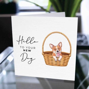 Nueva tarjeta de perro, tarjeta de mascota, felicitaciones por su nuevo mejor amigo, nuevo cachorro, bebé de piel, nueva mascota, amigo peludo, tarjeta de adopción de perro