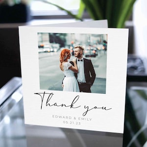 Carte de remerciement de mariage, carte de mariage personnalisée, carte de remerciement personnalisée, cartes de remerciement de mariage personnalisées, carte de remerciement pour le couple marié
