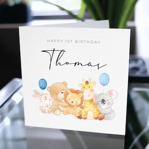 Joyeux premier anniversaire carte pour garçon, personnalisé joyeux 1er anniversaire carte, mignon joyeux 1er anniversaire carte, personnalisé joyeux premier anniversaire carte