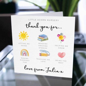 Custom Teacher and Nursery Thank You Card, School and Teacher Thank You Card, Personalized Teacher Appreciation Card, End of Term Gift