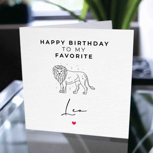 Carte d’anniversaire du zodiaque Lion, carte d’anniversaire pour Lion, joyeux anniversaire Lion carte, carte d’anniversaire pour les signes de l’astrologie, pour lui, pour elle