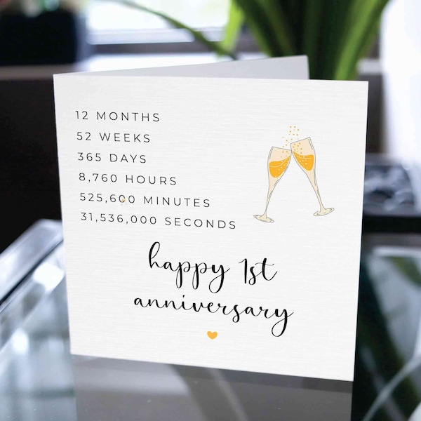 Happy First Anniversary Card, Happy One Year Card, 1st Anniversary Gift, Card For Boyfriend, Card For Girlfriend, 1st Anniversary Card