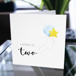 Happy Second Birthday Card, Happy 2nd Birthday Custom Name, Custom Birthday Card, Custom Birthday Card, Petitson Birthday Gift Card