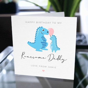 Tarjeta de papá de feliz cumpleaños, tarjeta de cumpleaños de dinosaurio personalizada para papá, tarjeta de cumpleaños para papá, tarjeta de dinosaurio de feliz cumpleaños lindo para papá