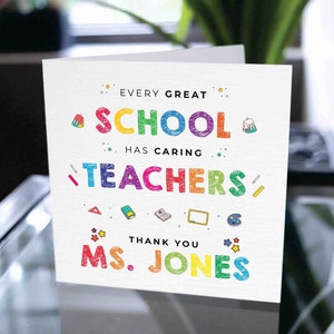 Teacher Thank You Card, Thank You Card for Educator, Teacher Appreciation Card, Custom Teacher Card, Personalize card, Tutor Gift