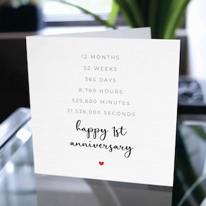 Tarjeta Feliz Primer Aniversario, Tarjeta Feliz Un Año, Regalo 1er Aniversario, Tarjeta Para Novio, Tarjeta Para Novia, Tarjeta 1er Aniversario