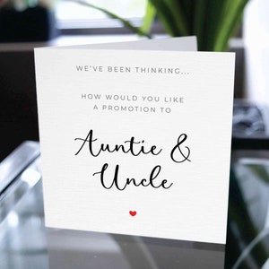 A Promotion To Auntie and Uncle Card, Pregnancy Announcement Card, Baby Announcement Card, Expecting New Baby Card For Auntie and Uncle