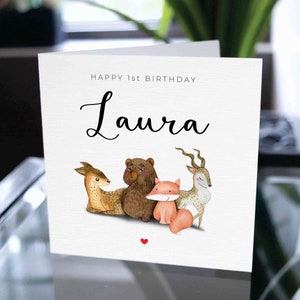 Happy 1st Birthday Card, Happy Birthday Custom Name, Customized Happy Birthday Card, Personalized Birthday Card, Cute 1st Birthday Card Gift