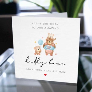 Happy Birthday Daddy Bear Card, aangepaste verjaardagskaart voor papa, verjaardagskaart voor papa, gelukkige verjaardagskaart voor papa, leuke kaart, kaart voor papa