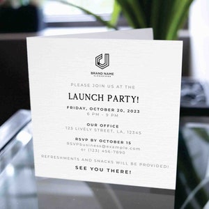 Aangepaste zakelijke uitnodigingskaart, uitnodigingskaarten voor evenement, moderne zakelijke uitnodiging, u bent uitgenodigd, uitnodiging voor lanceringsfeest