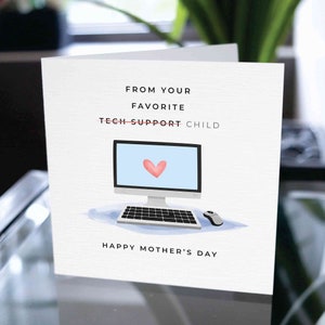 Tarjeta feliz del día de la madre, tarjeta del día de la madre para mamá, regalo del día de la madre, tarjeta te amo para mamá, tarjeta divertida de soporte técnico del día de la madre