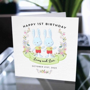 Carte d’anniversaire personnalisée de jumeaux, carte de joyeux 1er anniversaire pour frère jumeau, carte de 1er anniversaire personnalisée pour frère jumeau, cadeau pour jumeaux