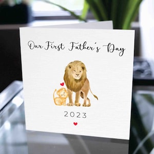 Première carte de lion de fête des pères, 1ère carte de fête des pères pour papa, carte de père heureux pour papa, carte de fête des pères, pour papa, pour papa