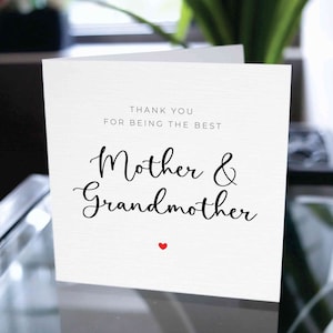 Merci d'être la meilleure carte mère et grand-mère, carte de fête des mères, carte d'anniversaire pour maman, carte de remerciement pour maman, carte pour maman