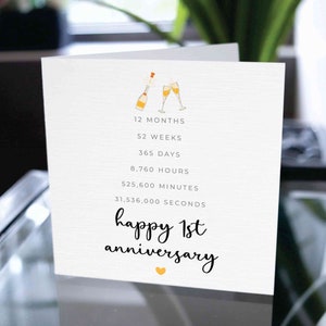 Tarjeta Feliz Primer Aniversario, Tarjeta Feliz Un Año, Regalo 1er Aniversario, Tarjeta Para Novio, Tarjeta Para Novia, Tarjeta 1er Aniversario