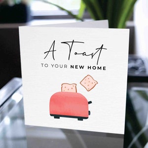Housewarming-kaart, een toost op uw nieuwe huiskaart, gefeliciteerd met uw nieuwe huis, gelukkig 1e huis, nieuwe huiskaart