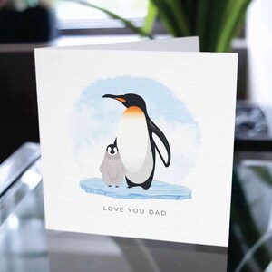 Tarjeta de amor para papá, tarjeta del día del padre, regalo del día del padre, te amo papá, tarjeta de cumpleaños para papá, tarjeta de agradecimiento para papá, tarjeta de pingüino lindo