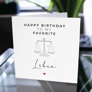 Carte d'anniversaire du zodiaque Balance, carte d'anniversaire pour la Balance, carte de joyeux anniversaire Balance, carte d'anniversaire pour les signes de l'astrologie, pour lui, pour elle