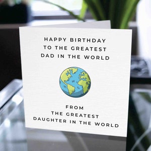 Tarjeta de feliz cumpleaños para papá, tarjeta de cumpleaños para papá, regalo de cumpleaños para papá, la mejor tarjeta de papá en el mundo de la hija