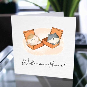 Welcome Home Cat Card, Housewarming Card, Greeting Card, Félicitations pour votre nouvelle maison, Happy 1st Home, New Home Card, New House Card