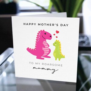 Tarjeta del día de la madre feliz, tarjeta del día de la madre para mamá, tarjeta del día de la madre para mamá, tarjeta de dinosaurio del día de la madre linda para mamá, tarjeta para mamá