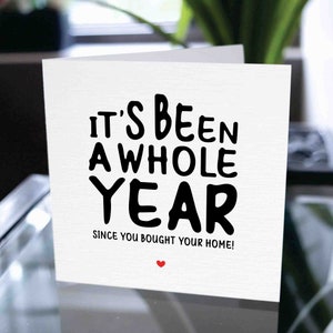 Tarjeta de aniversario de casa de un año, tarjeta de aniversario de casa feliz de 1 año, tarjeta de aniversario de casa personalizable, regalo de agente inmobiliario