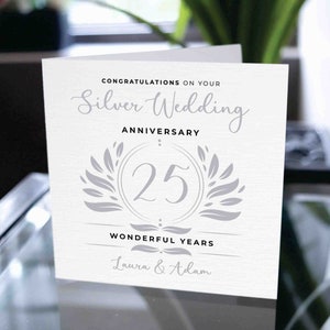 Silver Wedding Anniversary Card, Anniversary Card, Silver Wedding Gift, Custom Silver Wedding Card, 25 Years Anniversary