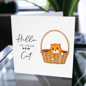 Nueva tarjeta de gato, tarjeta de mascota, felicitaciones por su nuevo mejor amigo, nuevo gatito, bebé de piel, nueva mascota, amigo peludo, tarjeta de adopción de gato