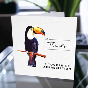 Carte de remerciement, cadeau de remerciement, carte d’appréciation pour lui, carte d’appréciation pour elle, pour papa, pour maman, carte de remerciement Toucan