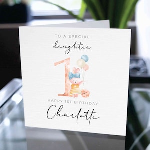 Joyeux 1er anniversaire carte à fille, carte personnalisée 1er anniversaire pour fille, première carte d’anniversaire pour fille, cadeau d’anniversaire pour fille